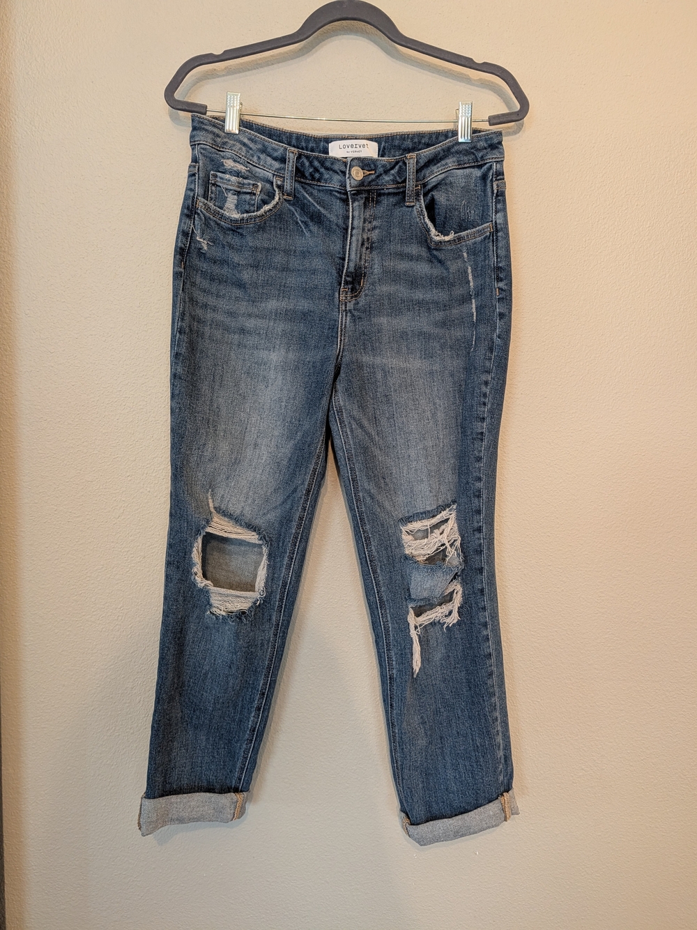 Lovervet by Vervet High Rise Distressed Cuffed Boyfriend Jeans - Size 30 / 11